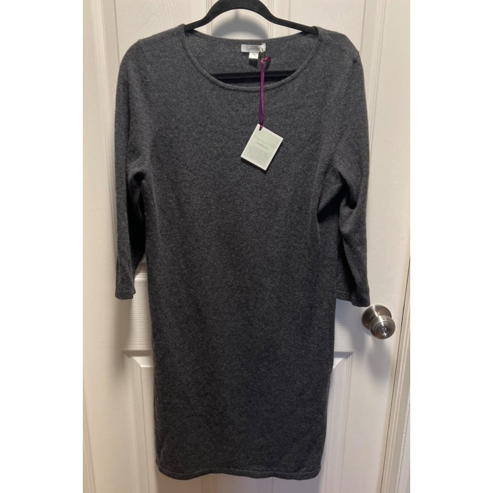 Garnet Hill | Cashmere Boatneck Sweater Dress Gray Sz L